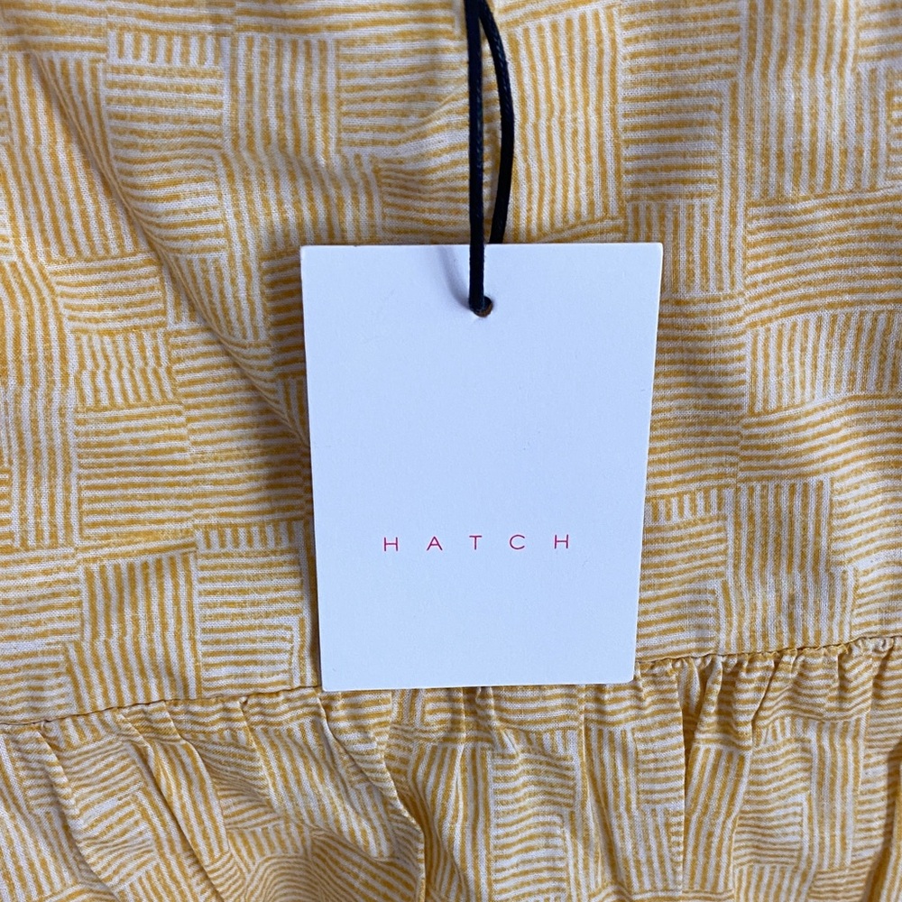 NWT Hatch Light Yellow / White Patterned Maxi Dress with spaghetti ties - Picture 5 of 6
